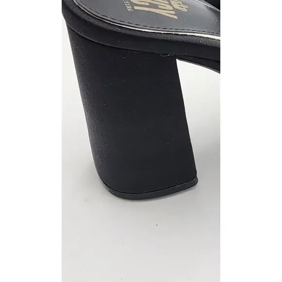 Juicy Couture Juicy Girly Womens Size 8.5 M Heeled Sandals Black White Logo - Picture 14 of 16